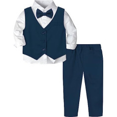 mintgreen Boys Gentleman Tuxedo Suit Long Sleeve Shirt + Vest + Trousers + Tie for Festive Christening Wedding