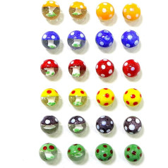 24 Pieces Cute Rare Glass Marbles Ball Creative Mushroom Ladybird Pig Lemon Cartoon Picture Design Boy Game Flipper Toy Gifts for Children Decoration (Colour: Multi-Colored, Size: About 16