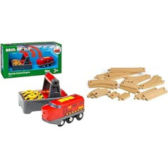 BRIO World 33213 IR Cargo Locomotive - Electric Locomotive with Remote Control - Accessories World - Toddler Toy Recommended from 3 Years & Railway 33402 - Medium Rail Assortment