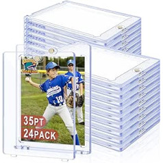 24 Stück Magnetischer Kartenhalter, Sammelkartenetui, TiopLior 35pt Acryl Sport Kartenhalter Baseball Kartenetui passend für Sammlerstück & Display Standardkarte – Baseball, Spiel, Kreditkarten