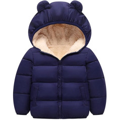 TIREOW 1-4 Years Toddler Children Boys Girls Quilted Coat Winter Parka with Hood Down Jacket Padded Snowsuit Winter Clothing with Hood Bear Ears Jacket Coat