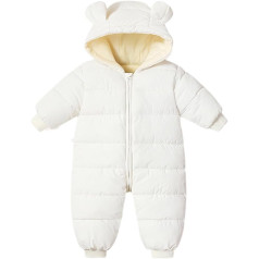 BRONG Snowsuit Baby Girls Boys Jumpsuit Winter Jumpsuit Coat Newborn Thick Zip Romper Toddler Windproof Hood Fleece Romper Outerwear