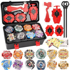 12-in-1 Battle Spinner Set, Beyblade Metal Fusion Bayblade Start, Spinning Top for Children from 6 Years, with 3 Burst Turbo Launchers and Storage Box, Birthday Christmas Gift for Children