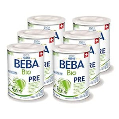 BEBA PRE bioloģiskais sākotnējais piens, sākotnējais ēdiens no dzimšanas (6 x 800 g), 4800,0 g