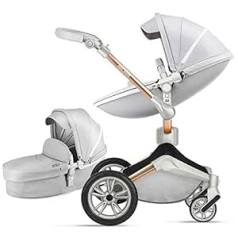 2-in-1 Pushchair, Combination Pushchair Rotatable with Baby Carrycot / Sports Pram / Car Seat, 2023 (Grey 2-in-1)