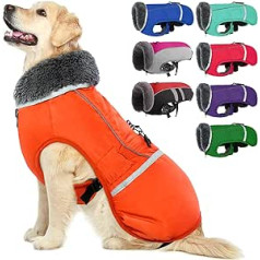 QBLEEV Dog Winter Coat Warm Reflective Dog Jacket Turtleneck Waterproof Cold Weather Thick Fleece Lining Dog Pet Clothes Vest Snowsuit for All Dog Sizes XL