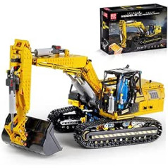 Addshiny MOC Technology Excavator Engineering Series celtniecības bloku komplekts rotaļlieta 2,4 GHz un lietotņu RC kravas automašīnu celtniecības transportlīdzekļi ar motoru, STEM modeļu komplekts, kolekcionējamas rotaļlietas bērniem pieaugu