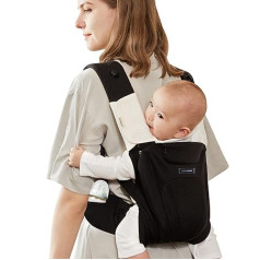 Bebamour Baby Carrier Sling 3 vienā Ergonomiska bērnu mugursoma jaundzimušajiem Elpojoša un mīksta bērnu ķēdīte zīdaiņiem un maziem bērniem (melna)