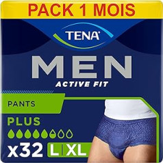 Tena vīriešu nesaturēšanas bikses, Active Fit Pants Plus Large, 4 iepakojumi pa 8 gab.