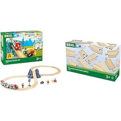 BRIO World 33773 Dzelzceļa starta komplekts A — ideāls pirmais koka vilciens ar tuneli un figūrām — rotaļlieta mazuļiem, ieteicama no 3 gadiem un vilciens 33402 — vidēja izmēra sliežu sortiments