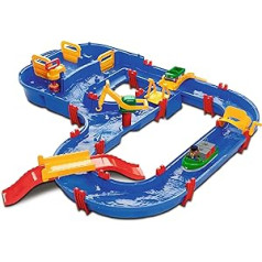 AquaPlay - MegaBridge - Waterway Set with 3 Play Stations and 49 Pieces, including Bo the Bear, Amphibian Car and Transport Boat with 2 Containers, for Children 3 Years and up