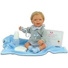Nines d'Onil 1038 Nines Reborn Baby Doll with Moving Body, Can Take Any Position. Includes Nappy, Dummy, Bottle and Blanket