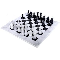 Artist Haat 16 Inch Handmade Black and White Marble Full Chess Game Original Marble Chess Set