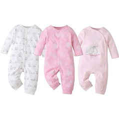 amropi Baby Girls Boys Romper 3 Pack Cotton Pyjamas Sleepsuit for 0-18 Months