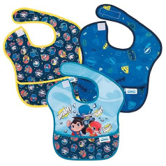 Bumkins DC Comics Super Friends Baby Bib for Girls or Boys, SuperBib Baby and Toddler Bib for 6-24 Months, Baby Bib for Eating, Feeding, Waterproof, Lightweight Fabric - Breakthrough