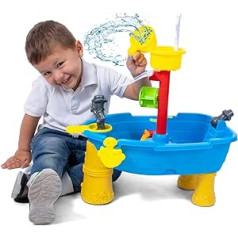 JoyKip Pirate Ship Sand Water Play Table for Children from 3 Years, Water and Sand Toy with Sand Moulds Shovel Accessories, Outdoor Toy for Boys and Girls