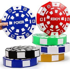 Silipull Poker Chip Casino Decor Box 9 collu Kazino tematiskie ballīšu rotājumi Lieli Jumbo Chip ballīšu dekori Piemēroti kazino nakts dekorēšanai Jaungada spēļu nakts daudzkrāsains