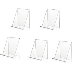 Pack of 5 Transparent Acrylic Bookends, Acrylic Bookshelves Support, Menu Sheet Brochure Poster Brochure Magazine Table Sign Display Stand Goods Support Goods Carrier Display