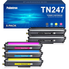 Palmtree Pack of 5 Compatible with Brother TN-243CMYK Toner for Brother MFC L3750CDW TN247 TN243 Brother MFC-L3750CDW DCP-L3550CDW MFC-L3770CDW HL-L3210CW HL-L3230CDW MFC-L3730CW (Black Cyan Yellow Magenta)