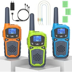 Bobela Walkie Talkie for Adults and Children, Radio Set Rechargeable 3 km Range VOX Walki Talki with USB Charger Outdoor Toy from 3 4 5 6 7 8 9 10 Years