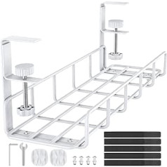 Reflying Cable Management Under Desk Underdesk Cable Management Cable Basket for Managing Cables and Power Strips, White