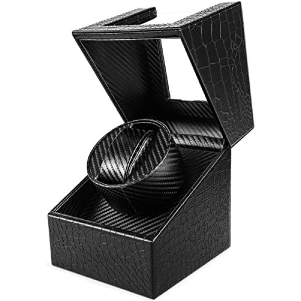 Gifort Automatic Watches Watch Winder, PU Watch Box Watch Winder Mute for Watches Luxury Watch Turner Storage with Battery Operation or Power Supply