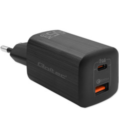 65w gan ultra wall charger | 5-20v | 2.25-3.25a | 1 x USB Type C PD | 1 x USB | black