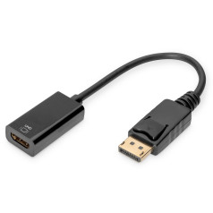 Displayport adaptera kabelis ar fiksatoru 1080p 60hz fhd tipa DP/HDMI AM/Ż 0,2m melns