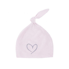Cotton cap with a heart, powder pink, 0-1 months
