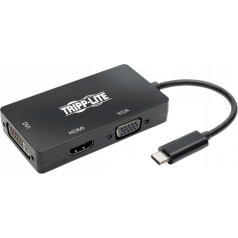 Daudzportu USB-C adapteris (m/3xf) 4k hdmi, dvi, vga, hdcp. u444-06n-hdv4kb melns