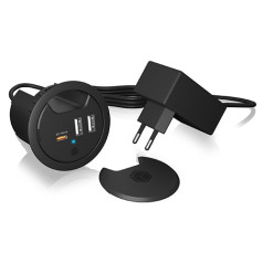 Ib-hub1407 3 port desk charger, 2x USB-A, 1x USB-C, 60mm hole