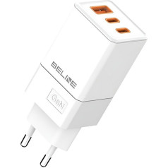 65w gan wall charger 2xusb-c+usb-a without cable, white