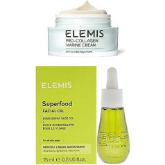 Elemis Pro-Collagen jūras krēms, pretgrumbu, īpaši viegls, 3-in-1 mitrinošs krēms sejai, 50 ml (iepakojums var atšķirties) ar Superfood sejas eļļu, barojošu sejas eļļu, eļļas, 1 iepakojums