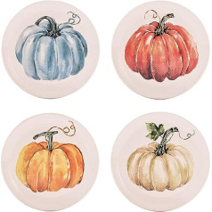 Bico Pumpkin Fest keramikas salātu šķīvji 22 cm 4 salātu komplekts, uzkodas, var mazgāt mikroviļņu krāsnī un trauku mazgājamā mašīnā