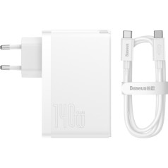 Baseus GaN5 Pro wall charger 2xUSB-C + USB, 140W (white)