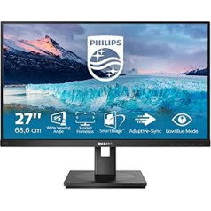 Philips 272S1AE 27 collu FHD monitors, regulējams augstums (1920 x 1080, 75 Hz, VGA, DVI, HDMI, DisplayPort) Melns