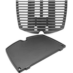 7644 Cast Iron Cooking Grate for Weber Q100, Q1000, Q1200, Q1400 Series, 32 x 21.6 cm Grill Pan Replacement Parts for Weber Baby Q/ 7644/6558/ 7582 Grill Set with Grill Replacement Parts (6558 + 7644