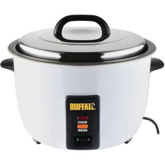 Buffalo 1055kW Gewerblicher Reiskocher 4Ltr, Weiß, Reiskapazität: 10 Ltr gekocht / 4,2 Ltr trocken, Antihaftbeschichteter Topf, Reismaß und Spatel inklusive, CN324