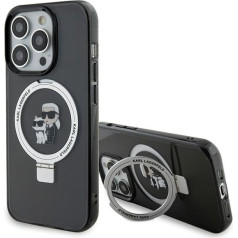 Karl Lagerfeld Ring Stand Karl&Choupettte MagSafe Back Case Aizsargapvalks Priekš Apple iPhone 15 Pro