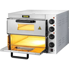 VEVOR Profesionāla picas cepeškrāsns, 36 cm Picas krāsns 3000 W Divslāņu mini elektriskā picas krāsns, 50-350 °C Gastro akmens krāsns 220-240 V Gastro cepeškrāsns, maize, kūkas, pīrāgi utt.