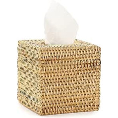 IGNPION Rattan Woven Decorative Square Tissue Box Roll Holder Cover