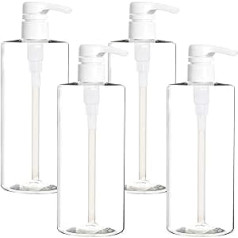 Youngever Set of 4 700 ml Pump Bottles for Shampoo, Reusable Plastic Pump Dispenser, Soap Dispenser, Lotion Dispenser, Empty Bottle for Liquid Shampoo, Lotions, Kitchen, Bathroom (Transparent)