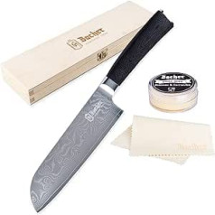 Bacher Santoku Damaskas nazis 18 cm - Damaskas virtuves nazis Kalts no 67 slāņiem no 10 V - Profesionāls Sharp šefpavāra nazis No īsta japāņu Damaskas tērauda ar G10 rokturi - Damascus Santoku