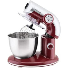 H.Koenig KM80 Food Processor / 5 L Stainless Steel Bowl / Up to 2 kg Dough / 3 Attachments / 1000 W / 4 Speed Levels / Red