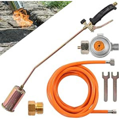 Gas Burner Flame Device with 5 m Hose, 4 Bar Pressure Regulator and Accessories, 58 kW - Ideal for Weed Killing, Lighters, Bitumen Sheets Welding and Much More