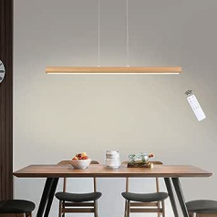 FANLG LED koka piekarināmais gaismeklis, 90 cm regulējams piekarināms pusdienu galds ar tālvadības pulti, pusdienu galda lampa, moderna piekarināma lampa, regulējams augstums, 15 W, 1400 lm piekarināms gaisma ēdamistabai,