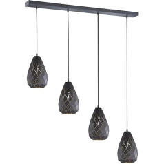 Trio Leuchten Pendelleuchte Onyx 301300442, metāls, anthrazit/innen goldfarbig, Kabel gewebeummantelt schwarz