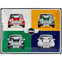 Nostalgic-Art Retro Blechschild, 30 x 40 cm, Mini – 4 Cars Pop Art – Geschenk-Idee für Mini Cooper Fans, aus Metall, Vintage Design