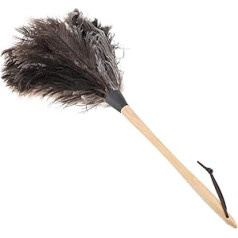 Ostrich Feather Duster with Ostrich Feathers, 22 Inch Super Soft Handmade Washable Non-Electrostatic Ostrich Cleaning Cloth Easy Efficient Dusting with Wooden Handle (Brown)