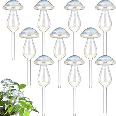 10 Pieces Iridescent Pearl Plant Watering Balls, Rainbow Colorful Glass Watering for Indoor Plants, Automatic Plant Watering Equipment for Outdoor Plants (Mushroom)